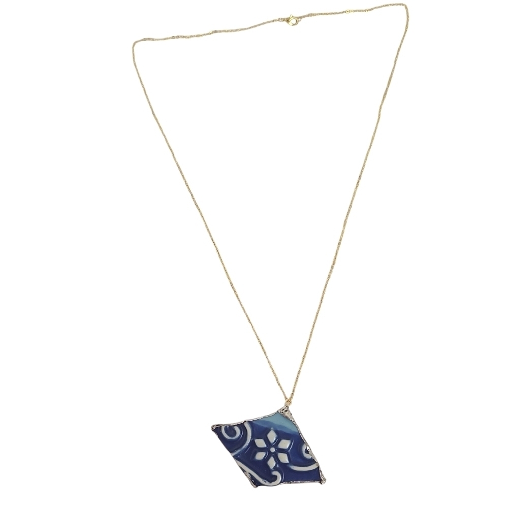 Upcycled Temptations Gold Plated Broken Ceramic Snowflake Necklace